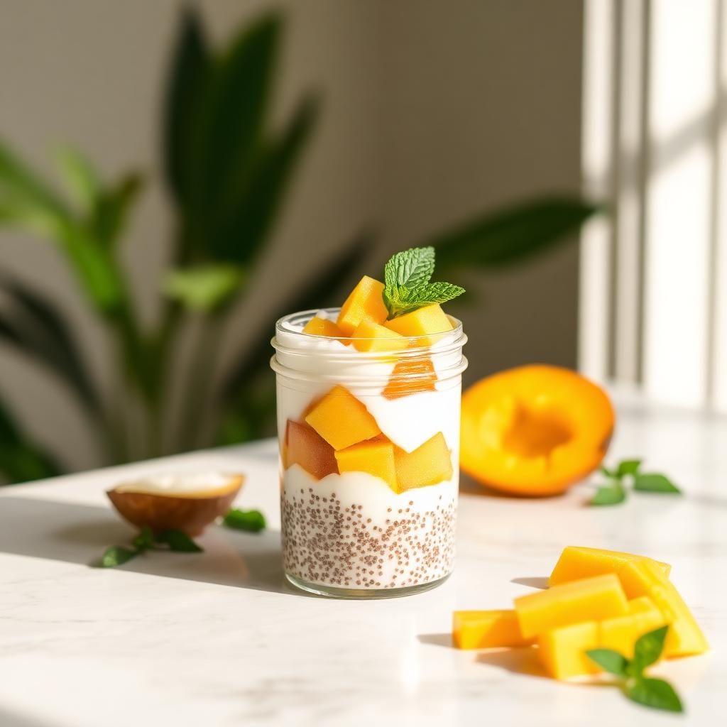 Chia Pudding de Manga e Coco